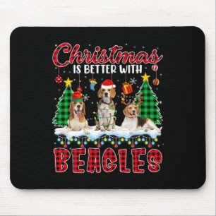 Tapis De Souris Noël est mieux avec le Beagle Père Noël Elf Reinde