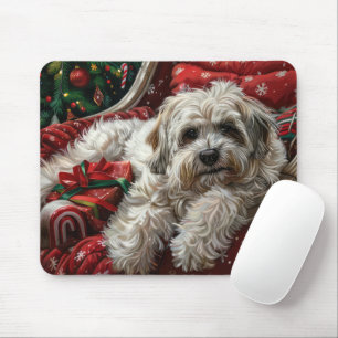 Tapis De Souris Noël Fête avec Chien Havanais