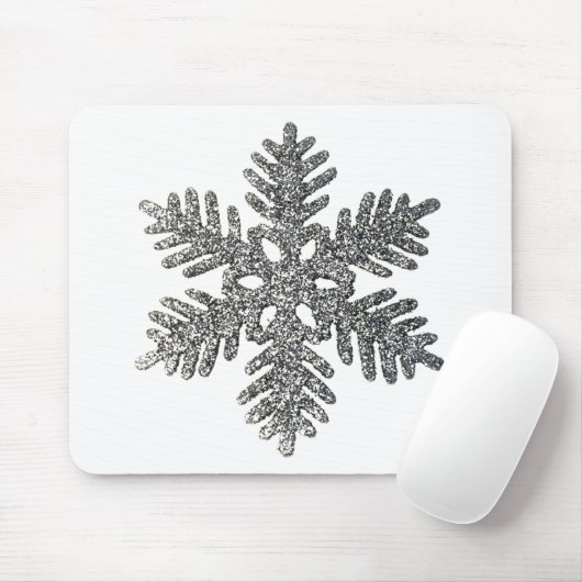 Tapis De Souris Noël Fête Silver Snowflake Star Design. (Avec souris)