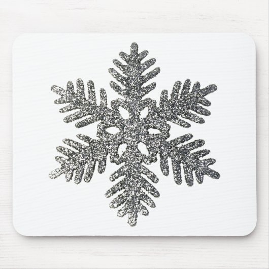 Tapis De Souris Noël Fête Silver Snowflake Star Design. (Devant)