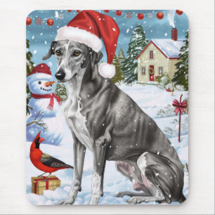 Tapis De Souris Noël Greyhound Merveilleux Joyeux Noël