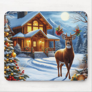 Tapis De Souris Noël/Hiver Deer Lodge