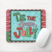 Tapis De Souris Noël Inspirivity Main Écrite Jolly Rouge Vert (Avec souris)