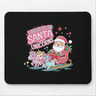 Tapis De Souris Noël Je Crois En Père Noël Et Unicornes Funny Xm