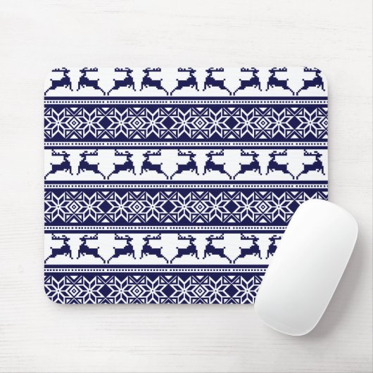 Tapis De Souris Noël, le bleu et le blanc scandinave (Avec souris)