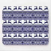 Tapis De Souris Noël, le bleu et le blanc scandinave (Devant)