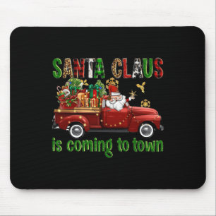 Tapis De Souris Noël Le Père Noël Arrive À La Ville Noël Rouge T