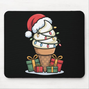 Tapis De Souris Noel Lumières Glace Cone de crème avec Santa Hat D