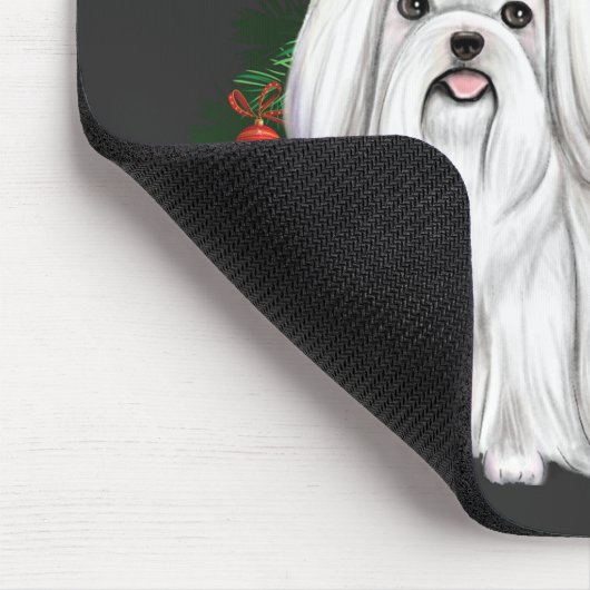 Tapis De Souris Noël maltais, Noël Chien maltais de Noël avec chap (Coin)