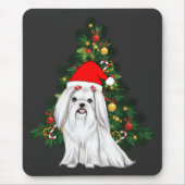 Tapis De Souris Noël maltais, Noël Chien maltais de Noël avec chap (Devant)