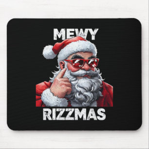 Tapis De Souris Noël Mewy Rizzmas Drôle de Santa en train de miaul