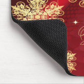 Tapis De Souris Noël Monogramme Nom Red Golden Snowflakes Cadeau (Coin)