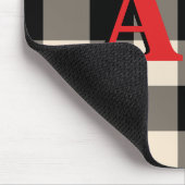 Tapis De Souris Noël Monogramme rouge ivoire En vichy noir (Coin)