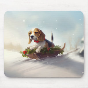 Tapis De Souris Noël neige hiver Beagle