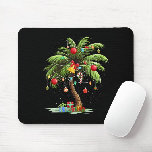 Tapis De Souris Noël Palm Tree Lumière Hawaï Tropical Noël 3 (Avec souris)