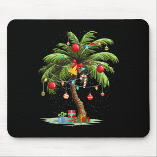 Tapis De Souris Noël Palm Tree Lumière Hawaï Tropical Noël 3