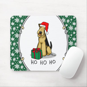 Tapis De Souris Noël Père Noël Airedale Terrier HO HO Cher