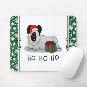 Tapis De Souris Noël Père Noël Casquette Skye Terrier (argent)