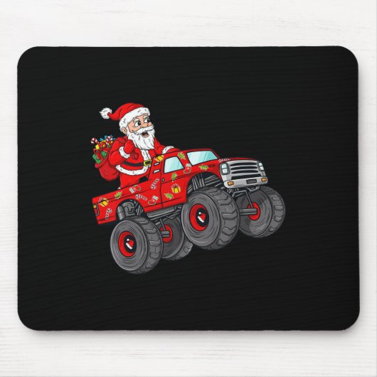 Tapis De Souris Noël Père Noël équitation dans Monster Truck Boys (Devant)