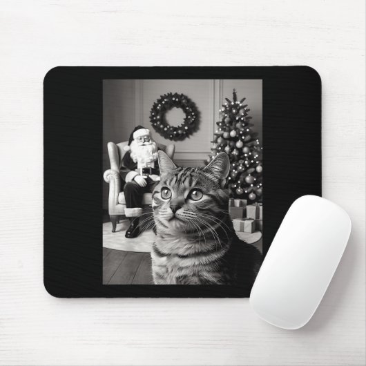 Tapis De Souris Noël Père Noël Joyeux X mas Funny Chat Selfie (Avec souris)