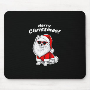 Tapis De Souris Noël Pomeranian Drôle Santa Chien Mignon Vacances