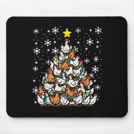 Tapis De Souris Noël Poulets Noël Noël Arbre poules Fermière Femme (Devant)