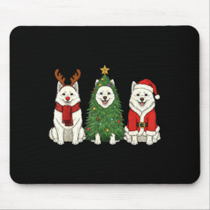 Tapis De Souris Noël Rétro Chien Esquimau Américain Santa Renne