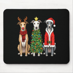 Tapis De Souris Noël Rétro Ghound Père Noël Renne Amoureux des Chi