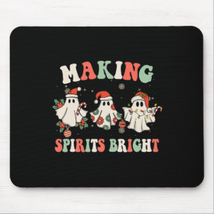 Tapis De Souris Noël Rétro Groovy Fantôme Rend Les Esprits Lumineu