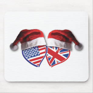 Tapis De Souris Noël Royaume-Uni USA Chauffages patriotiques