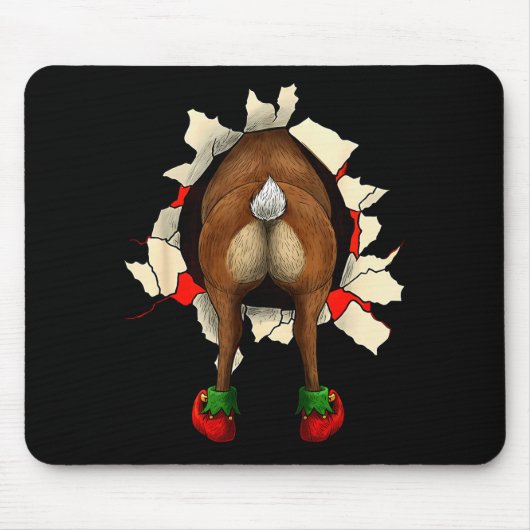 Tapis De Souris Noël Rupture de Joli Cul de Renne (Devant)