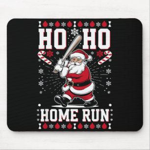 Tapis De Souris Noël Santa Baseball Frappe à la Maison Ho Ho Frapp