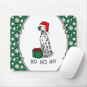 Tapis De Souris Noël Santa Hat Chien dalmate (noir 1) mignonne