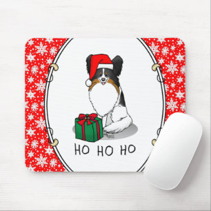 Tapis De Souris Noël Santa Hat Papillon (tri-couleur) Chien mignon