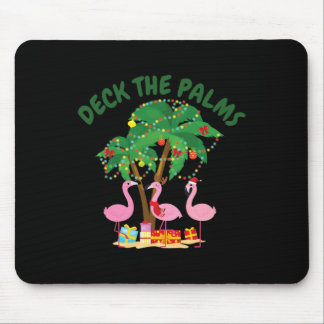 Tapis De Souris Noël tropical Floride Flamant rose Décorer les pal