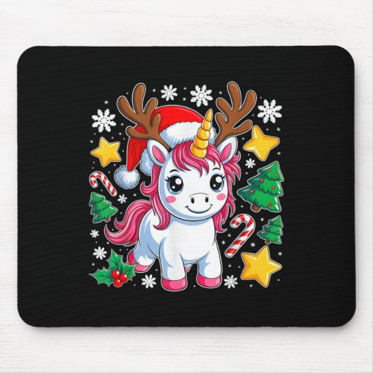 Tapis De Souris Noël Unicorne mignonne Magique Noël Toddler Girls (Devant)