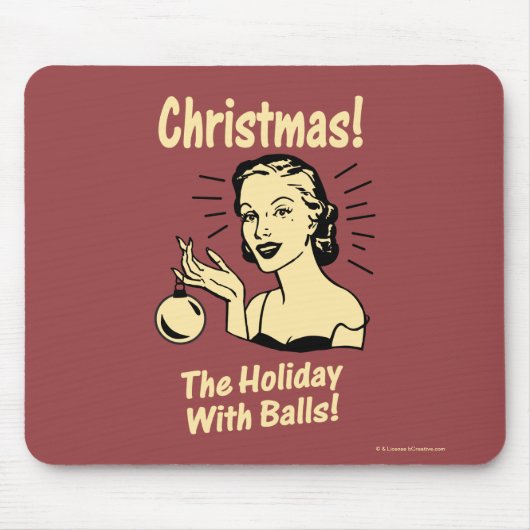 Tapis De Souris Noël : Vacances Avec Des Boules (Devant)