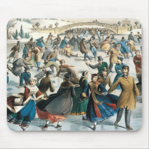 Tapis De Souris Noël victorien Central Park Currier & Ives