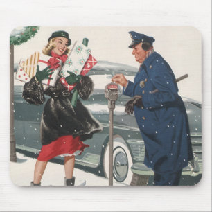 Tapis De Souris Noël Vintage, Achats Cadeaux Policier