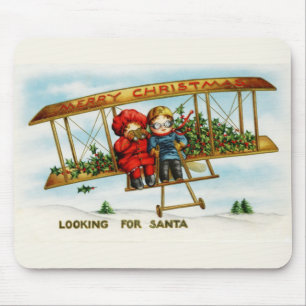 Tapis De Souris Noël vintage Enfants à la recherche du Père Noël