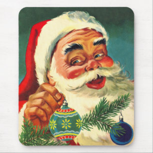 Tapis De Souris Noël vintage, joyeux Père Noël rétro des années 50