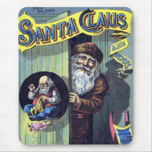 Tapis De Souris Noël vintage, le Père Noël et son livre d'œuvres