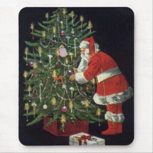 Tapis De Souris Noël vintage, Père Noël avec présents