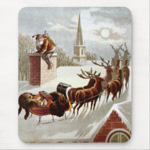 Tapis De Souris Noël vintage, Saint Nicolas sur le toit