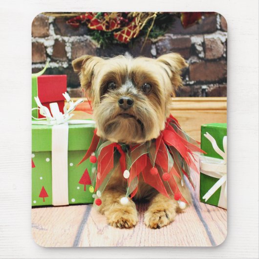 Tapis De Souris Noël - Yorkie - Riley (Devant)