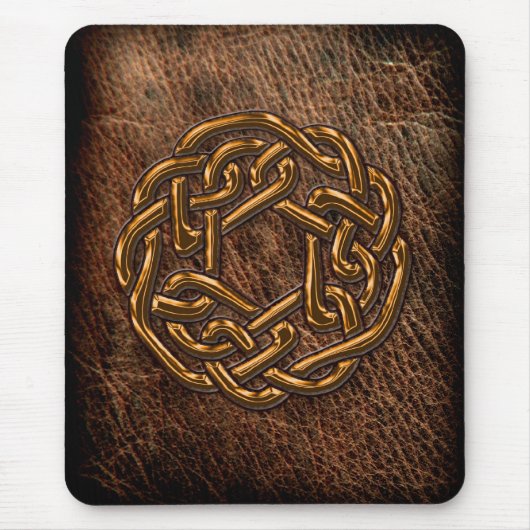 Tapis De Souris Noeud céleste doré en cuir (Devant)