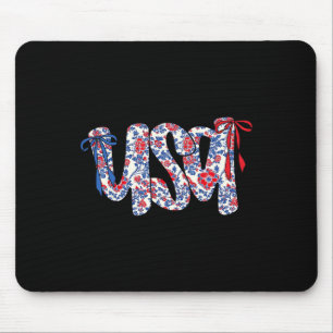 Tapis De Souris Nœud Coquette 4 Juillet Usa Floral Usa Pour Femmes