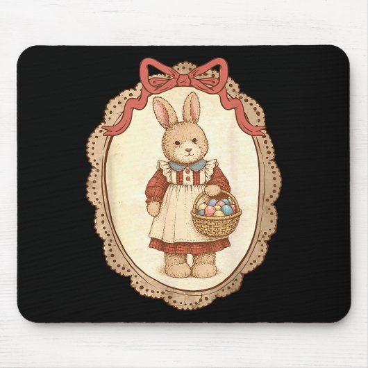 Tapis De Souris Nœud Coquette Lapin Drôle Œufs Lapin Joyeuses Pâqu (Devant)