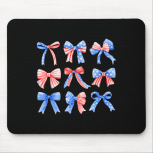 Tapis De Souris Nœuds Coquette Rouge Blanc Bleu Drapeau Usa 4 Juil