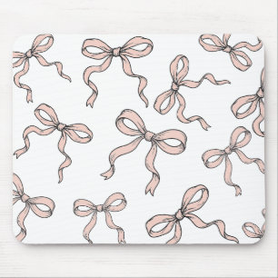 Tapis De Souris Nœuds de ruban rose à la mode mignons contourné en